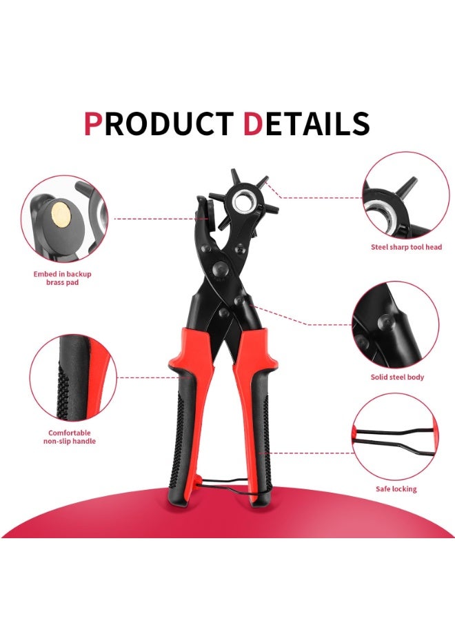 أوشيما مقصات ثقب الجلد، مقص ثقب حزام مع تروس عارضة 2.0 مم، أداة ثقب احترافية متوافقة، مقص ثقب عالي الكفاءة للجلد لصناعة أحزمة وملابس القماش والكرتون والأحذية - Image 2